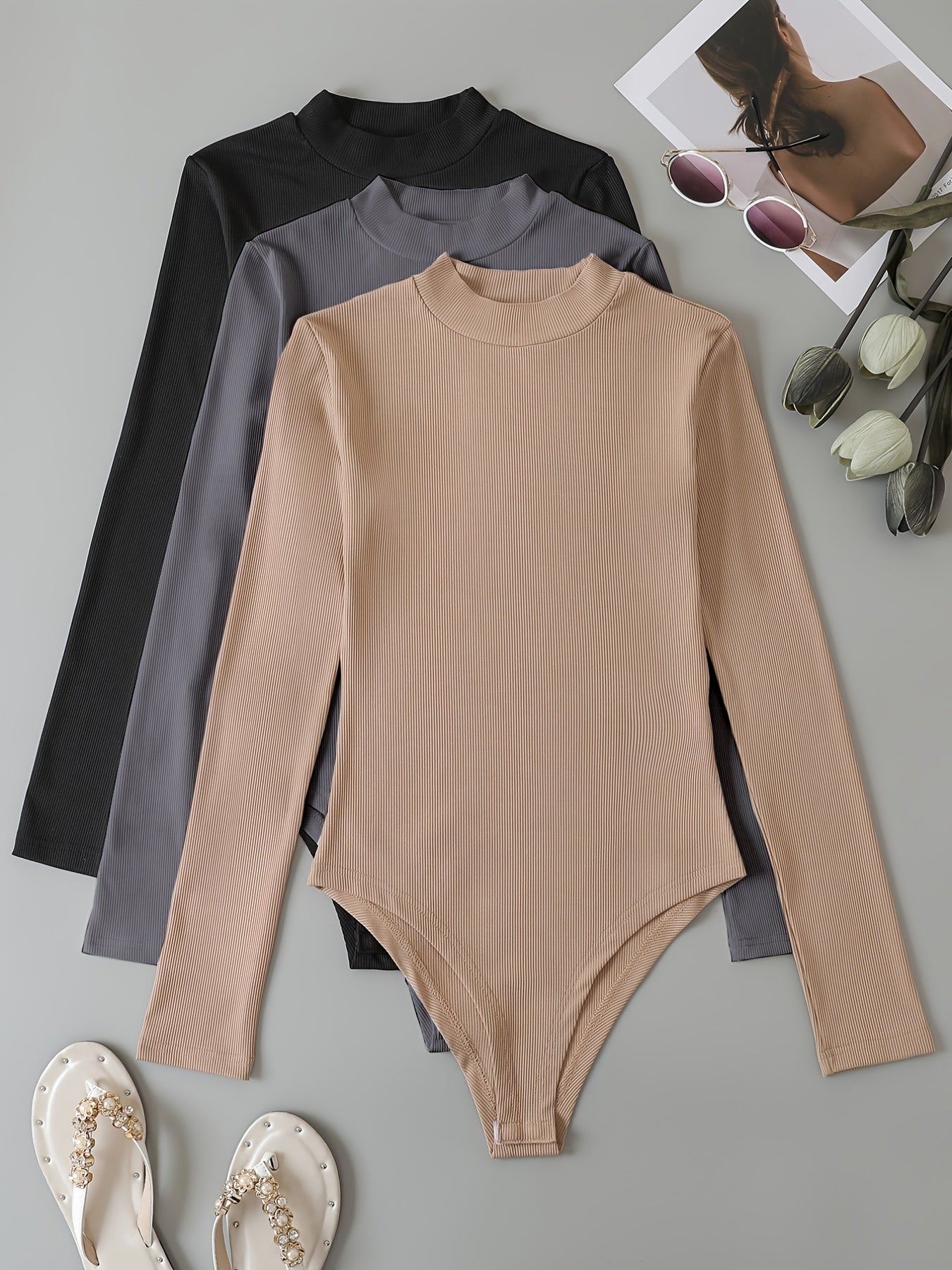 3 Pack Casual Crew Neck Bodysuits