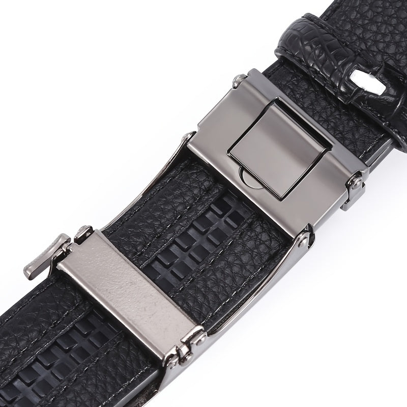 Men's Automatic Buckle Crocodile Pattern Cowhide Belt
