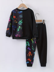 Boy's Gamepad Theme 2pcs Sweatshirt & Sweatpants Set