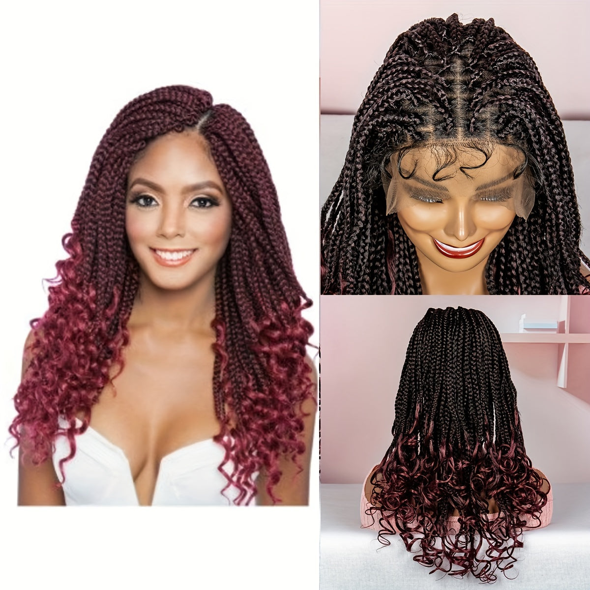 Box Braided Synthetic Wig Goddess Box Braids Lace Wig with Baby Hair