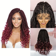 Box Braided Synthetic Wig Goddess Box Braids Lace Wig with Baby Hair