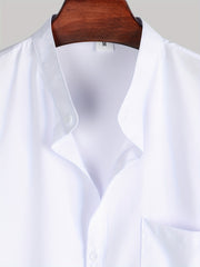 Men's Casual Stand Collar Short Sleeve Shirt