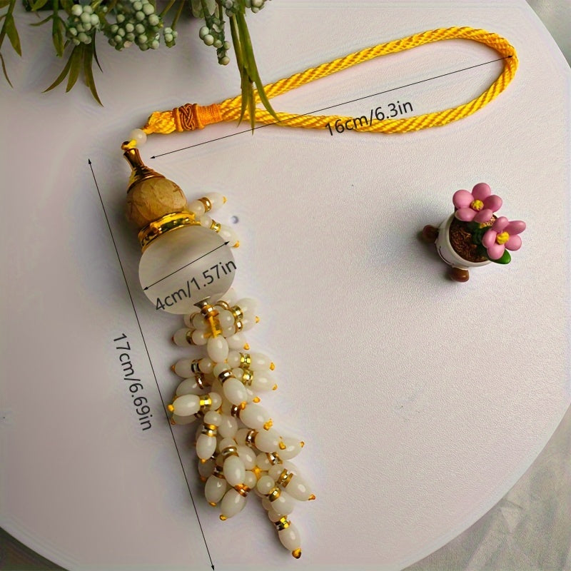 Car Gourd Pendant Jade Tassel Crystal Perfume Bottle Interior Decoration