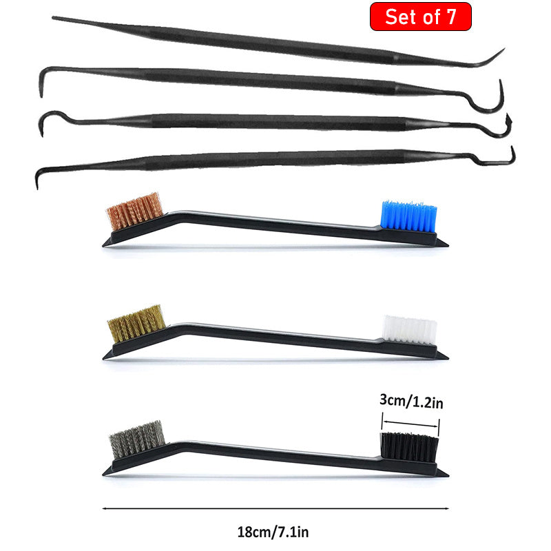 7pcs Gun Cleaning Brushes & Picks Set, Brass Steel Nylon Bristle