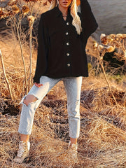 Corduroy Button Up Long Sleeve Blouse