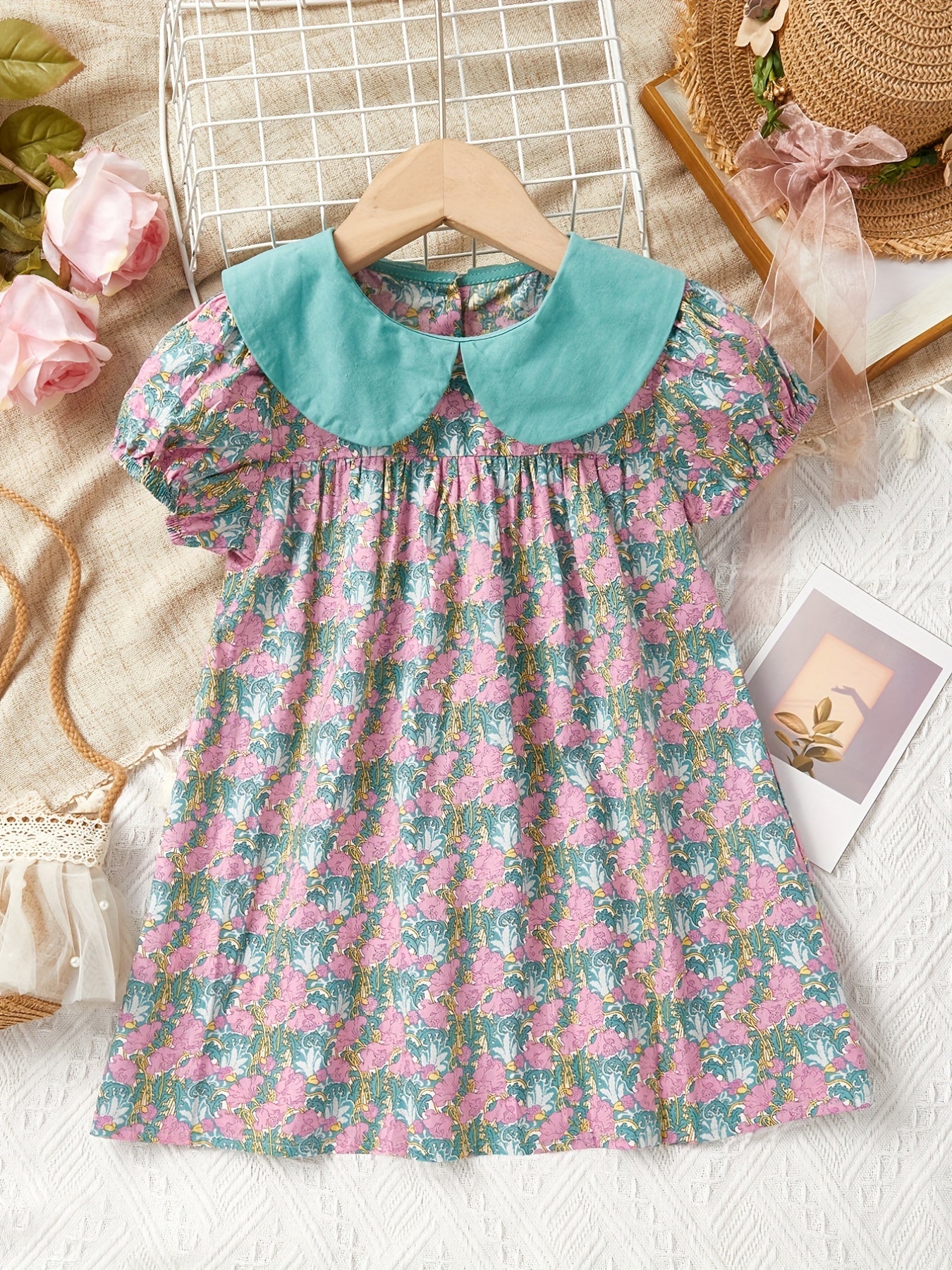 Girls Short Sleeve Floral Dress - Summer Casual Wear