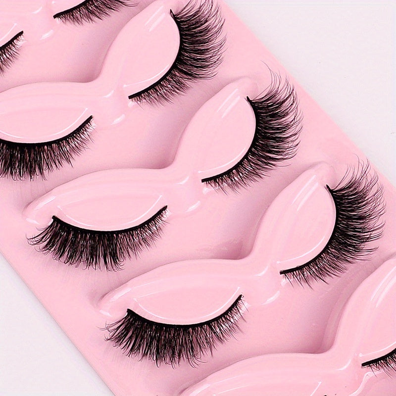 5 Pairs 3D Winged End Cat Eye False Eyelashes