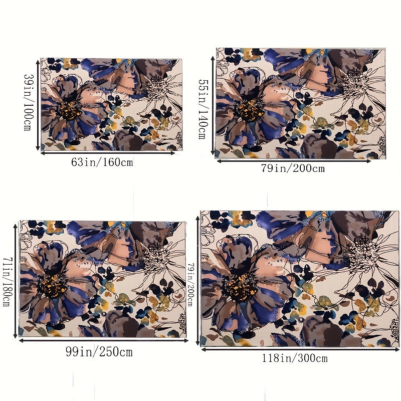 Modern Bright Flowers Area Rug Non Slip for Living Room Bedroom Office
