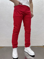 Mens Slim Red Jeans Spring Autumn