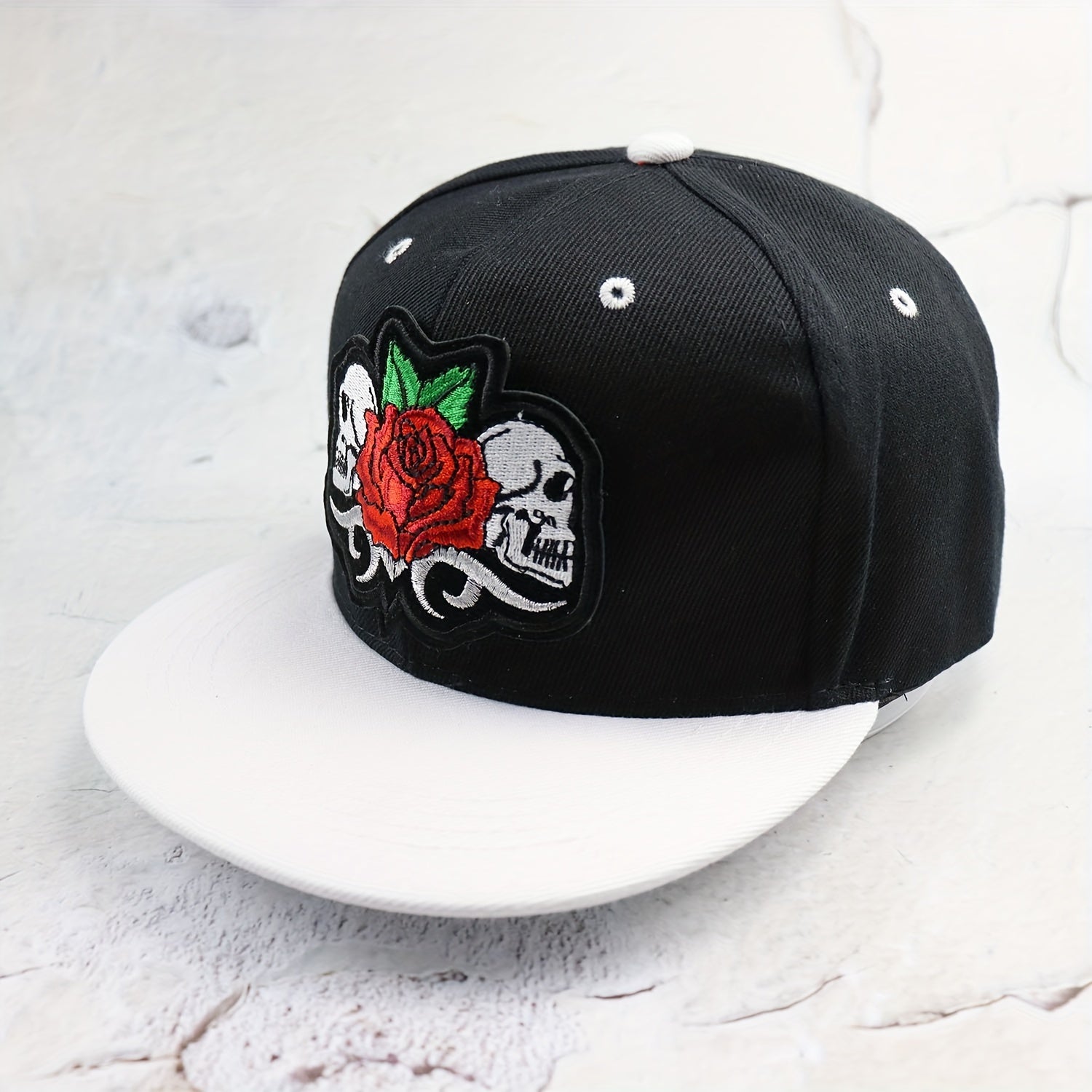 Hip Hop Cap Skull Rose Embroidery Hats Snapback Hat
