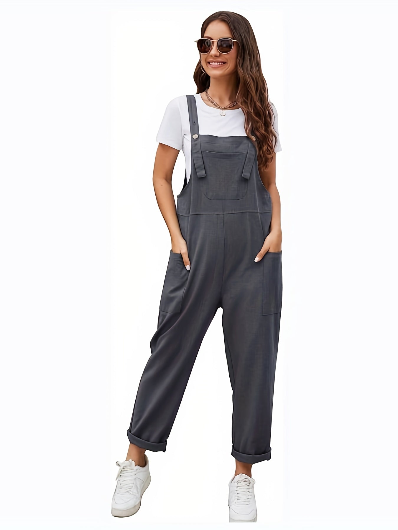 Sleeveless Jumpsuit With Pockets Women's Clothing