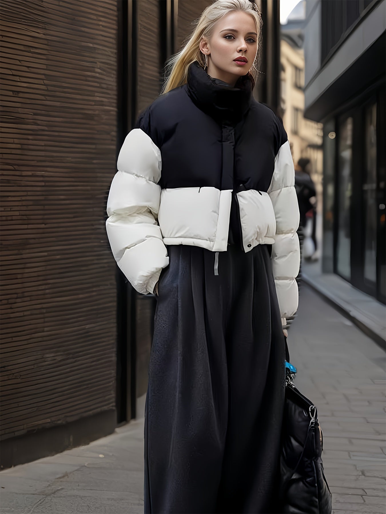 Women's Block Puffer Jacket Winter Warm Coat
