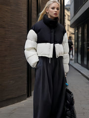 Women's Block Puffer Jacket Winter Warm Coat