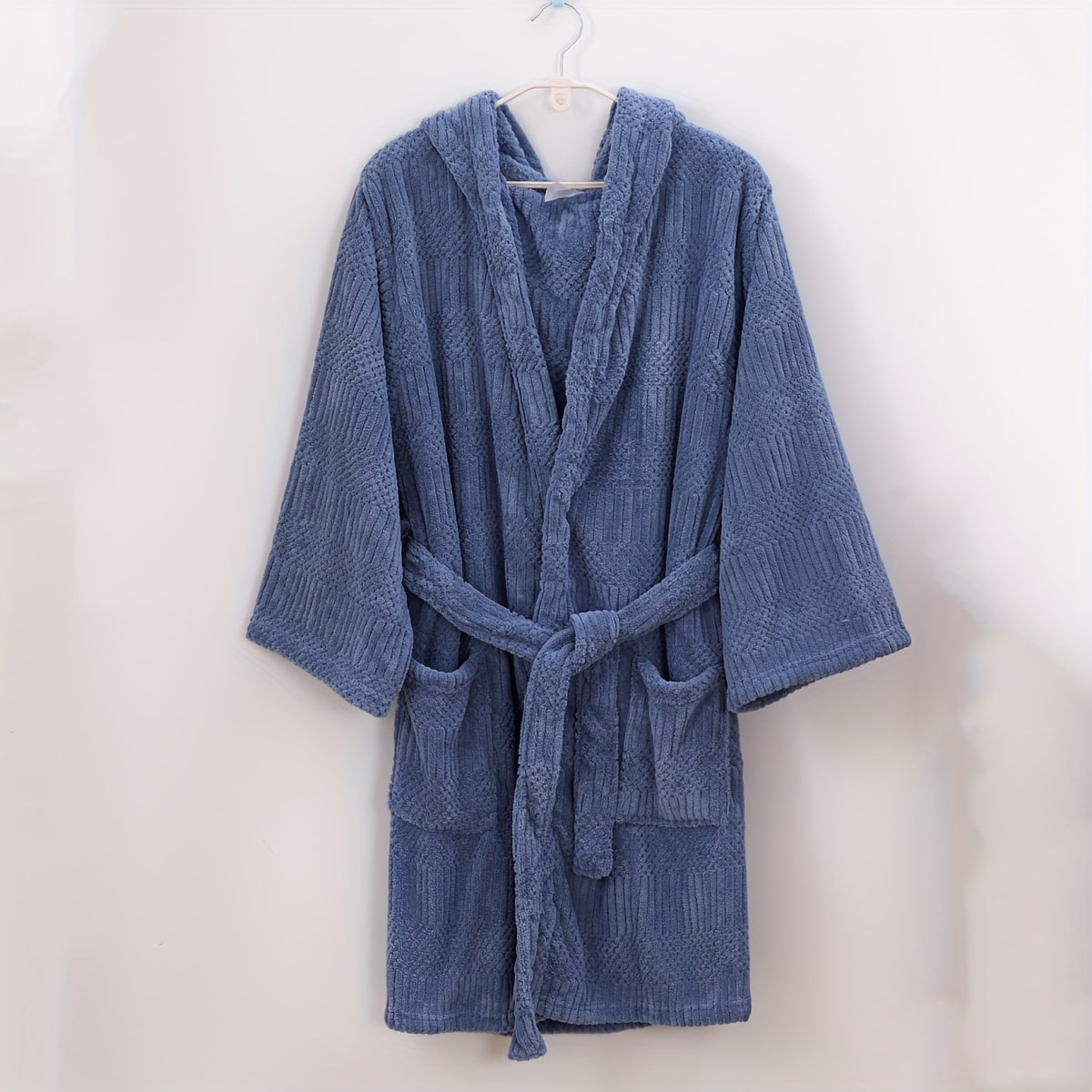 Soft Coral Fleece Bathrobe with Hood