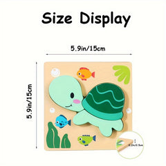 Wooden Animals Puzzle Toy for Color & Shape Learning