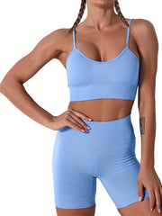 Bodycon Bra & Shorts Sports Set Women's Activewear