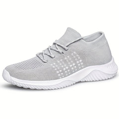Women's Low Top Knitted Sports Shoes Lace Up Outdoor Running Sneakers