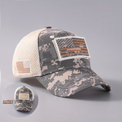 Mens Camouflage National Flag Letter Mesh Cap