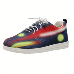 Women's Abstract Pattern Mesh Sneakers Lace Up Casual Slip On Trainers