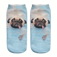 5 Pairs 3D Dog Print Low Cut Socks Women's Stockings