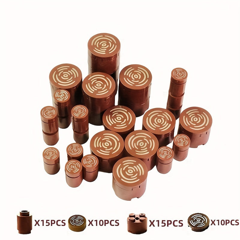 Brown Tree Stump Blocks Set 50pcs for City