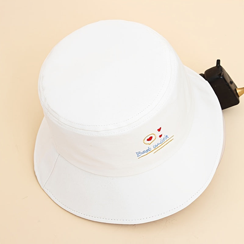Embroidered Cotton Bucket Hat Fisherman Cap