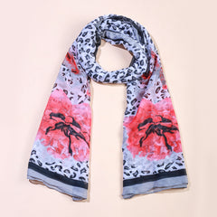 Leopard Floral Print Scarf Multifunctional Long Scarf Bandana Head Wrap