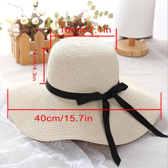 Women's Foldable Wide Brim Straw Sun Hat UV Protection