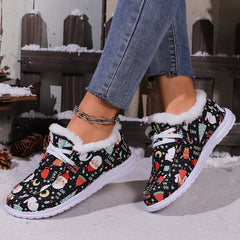 Christmas Style Snow Boots Santa Bunny Moon Pattern Plush Comfort Flats