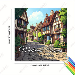 Medieval Towns Coloring Book for Adults: 22 Pages of Deluxe Edition Drawings