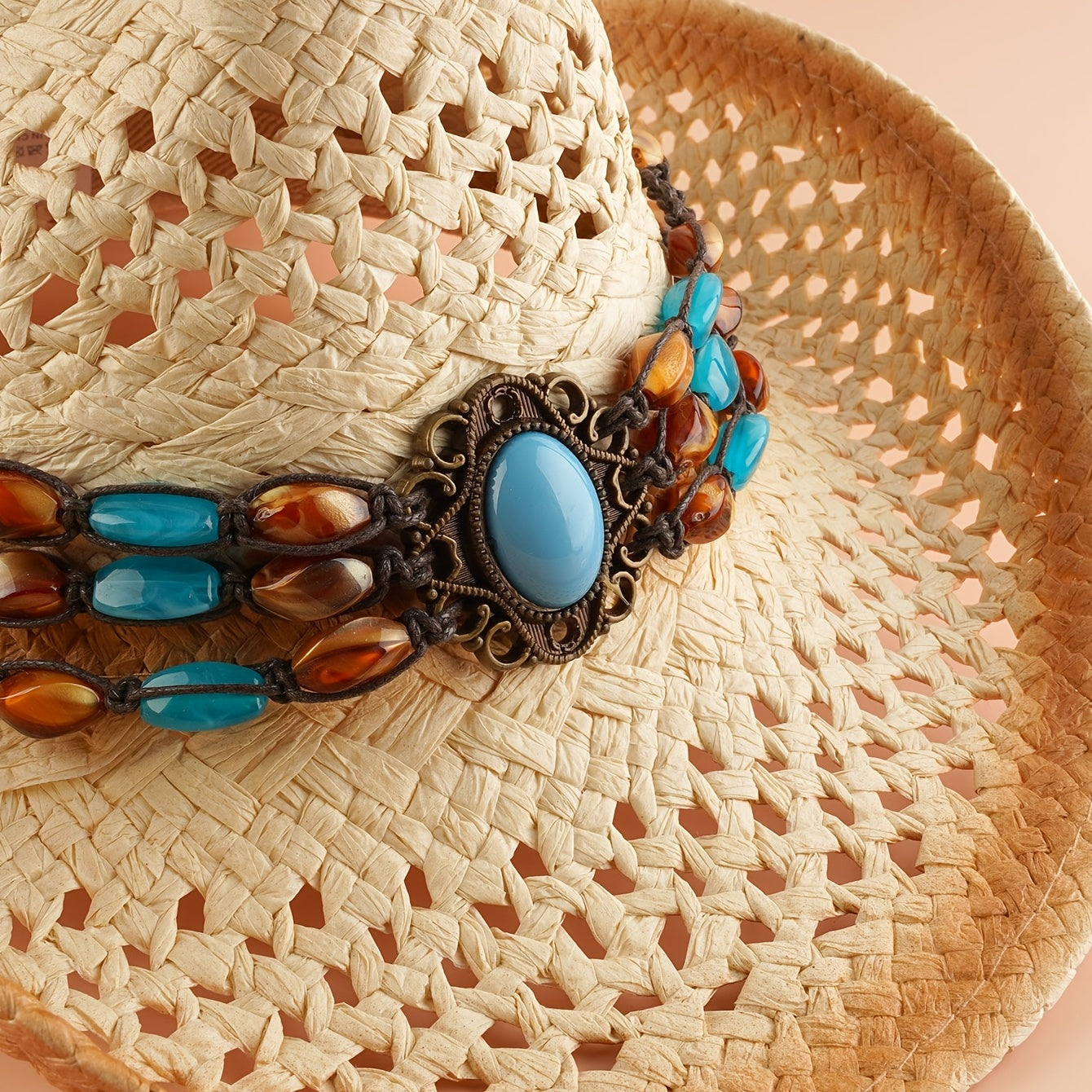 Men's Summer Western Cowboy Straw Beach Hat