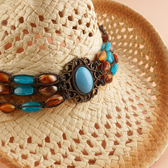 Men's Summer Western Cowboy Straw Beach Hat
