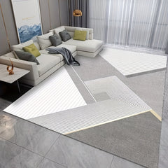 Modern Abstract Area Rug Living Room Non-slip TPR Base Soft Polyester Fiber
