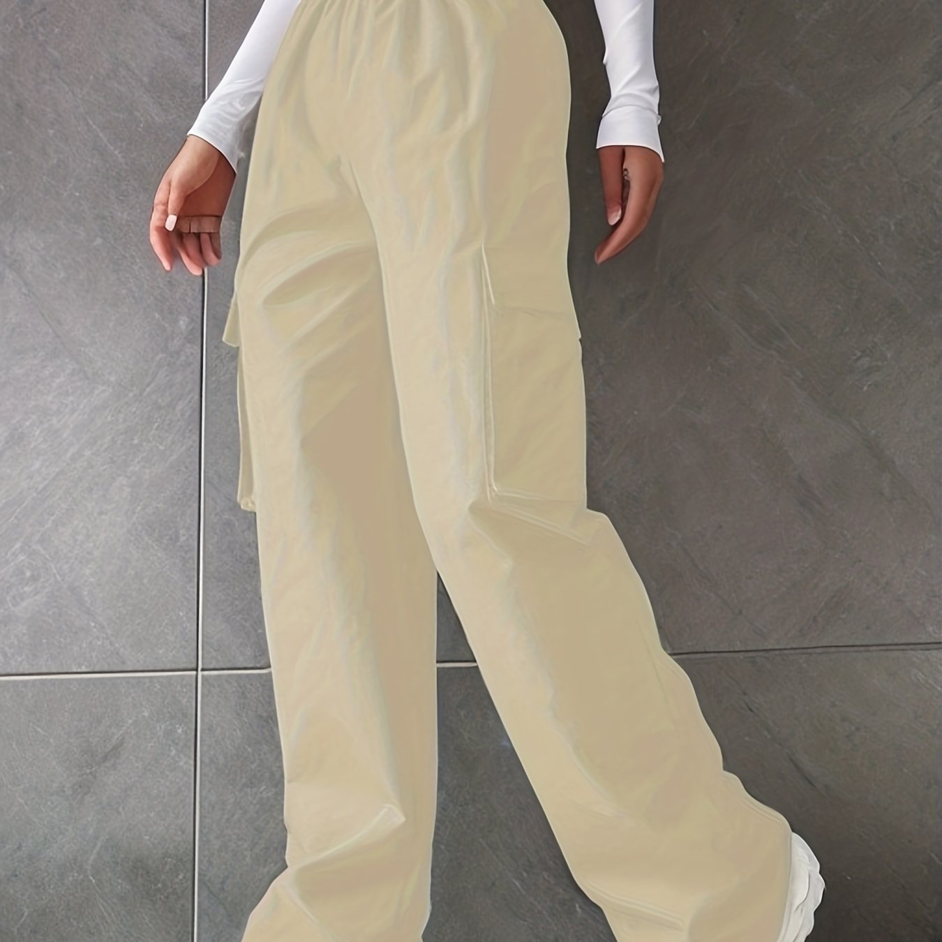 Cargo Pants High Waist Straight Leg Casual Wide Leg Pants