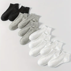 12 Pairs Solid Socks Casual Comfy All-match Women's Stockings