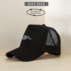 Snake Embroidery Mesh Baseball Cap Cotton Casual Sun Visor Hats Man Unisex