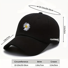 Unisex Daisy Embroidery Baseball Cap Lightweight Casual Dad Hats