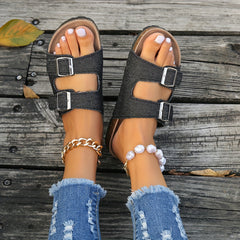 Women's Cork Footbed Sandals Comfortable Slip-on Slippers