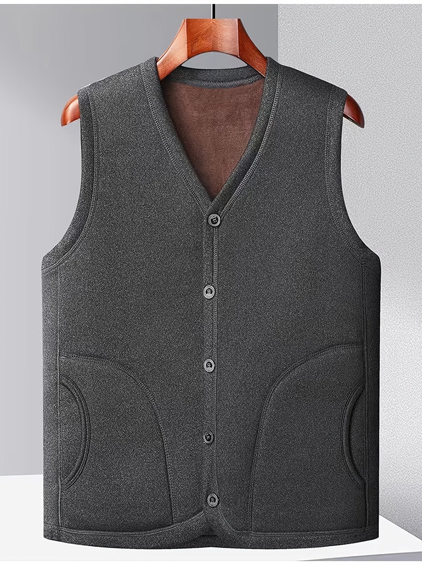Vintage Button Up V Neck Vest for Fall Winter