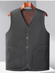 Vintage Button Up V Neck Vest for Fall Winter