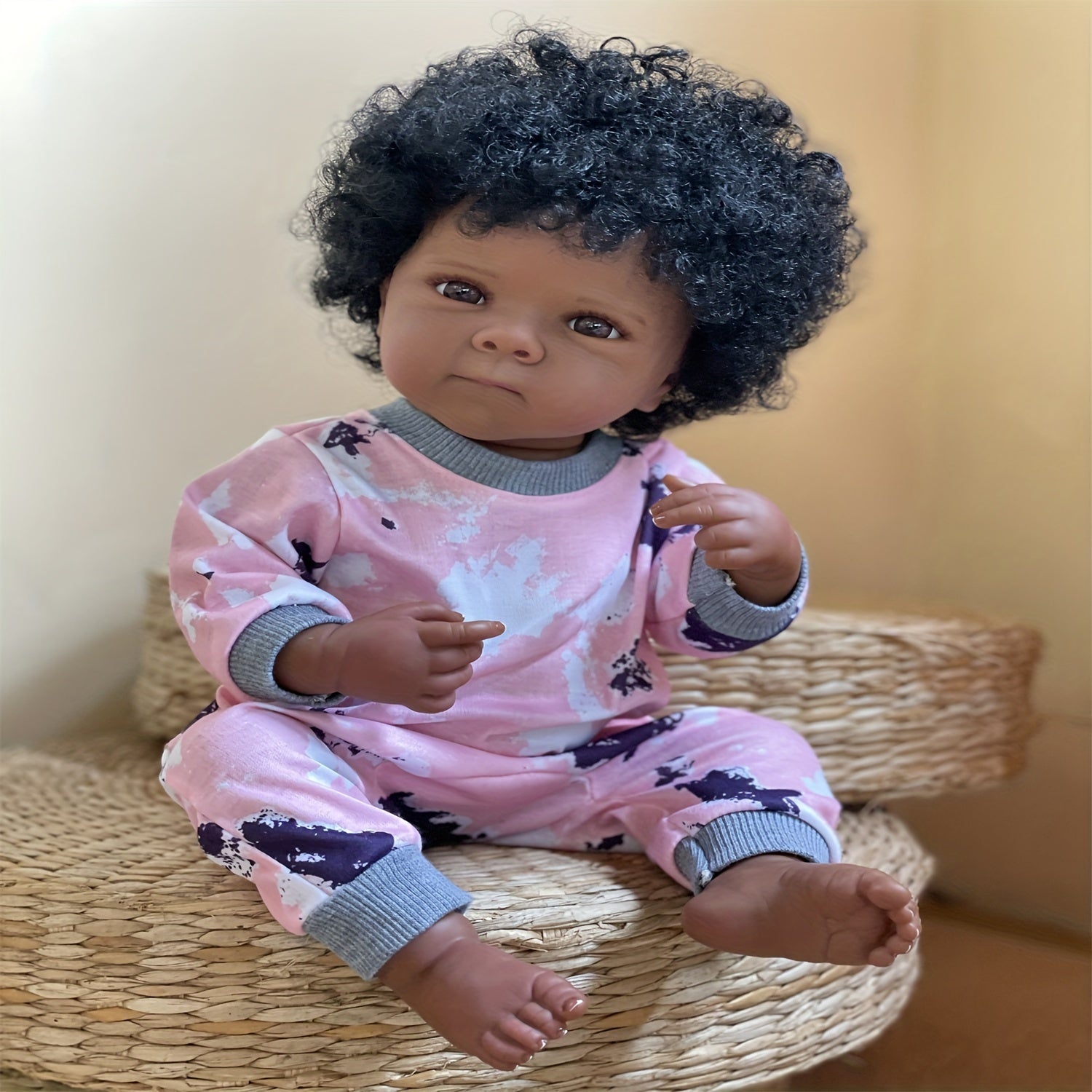 Dark Skin Bettie Vinyl Baby Girl Doll with Rooted Hair Brown Eyes