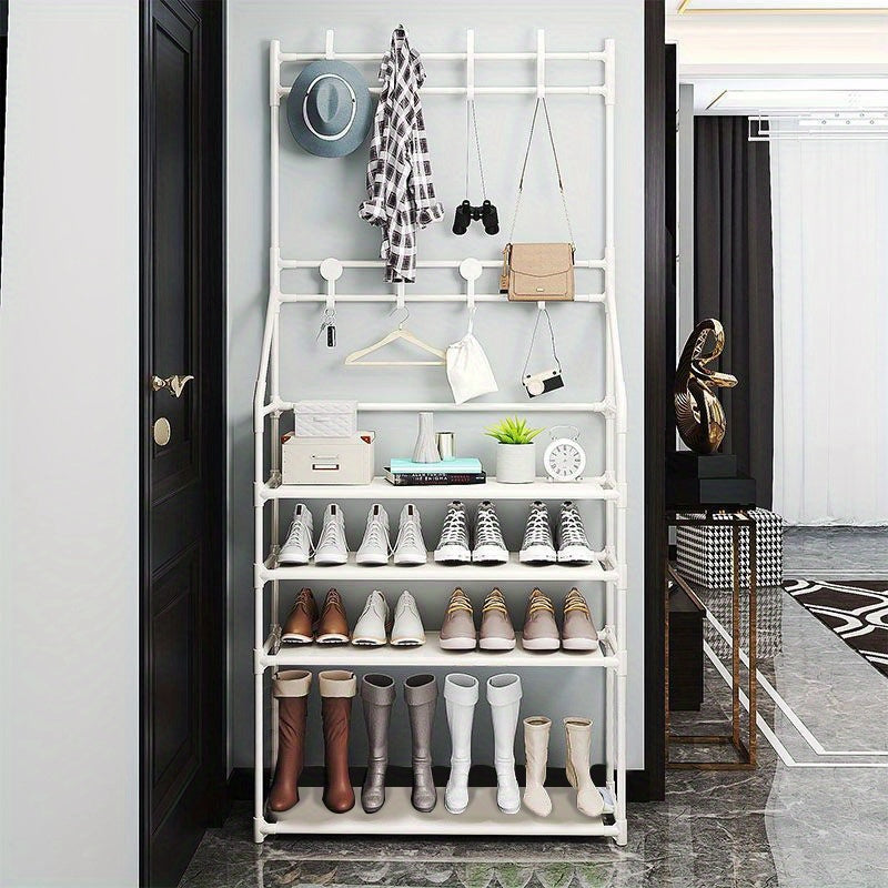 Coat Rack Shoe Rack with Storage Shelves & Hooks - Entryway Organizer