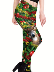 Christmas Print Sports Leggings High Waist Tight Pants