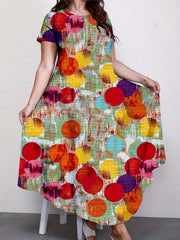 Flared Tie Dye Dress Short Sleeve