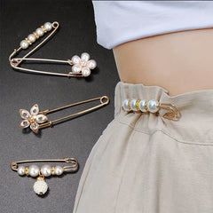 Rhinestone Scarf Pin Set Faux Pearl Flower Brooch Collar Pins
