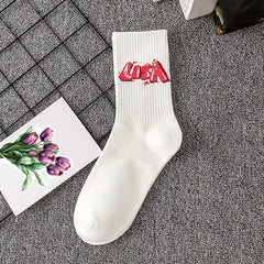 Cartoon Letter Socks - Comfy & Breathable Women's Mid Tube Socks