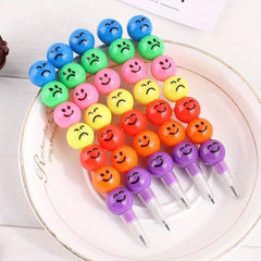 25pcs Colorful Pencil Cartoon Joyful Face Candy Gourd Pens