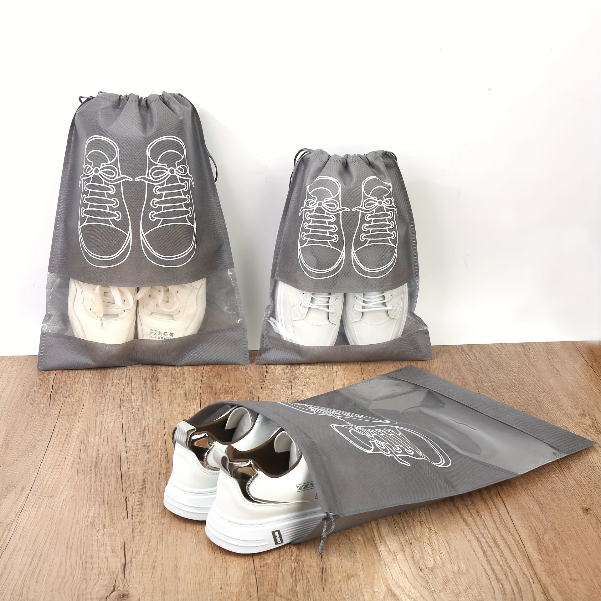 5pcs Non woven Shoe Bags Drawstring Cinch Shoe Storage Bag