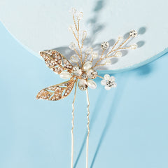 Rhinestone Leaf Bridal Hairpin Hair Accessories U-shaped Hairpin