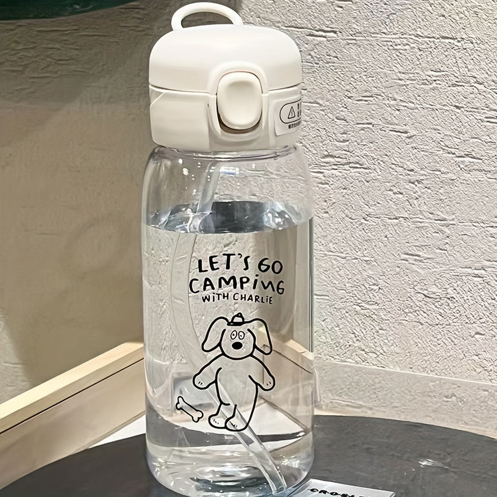 20oz 600ml Transparent Plastic Straw Water Cup with Lifting Ring